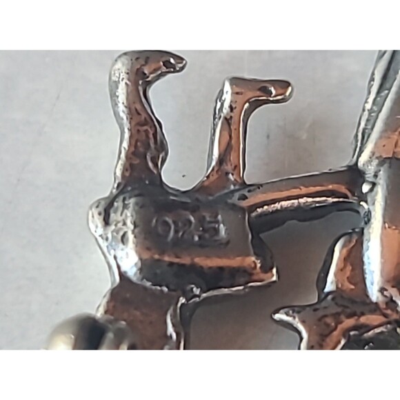 925 Sterling Silver Children Holding Hands Brooch Vintage - Picture 8 of 10